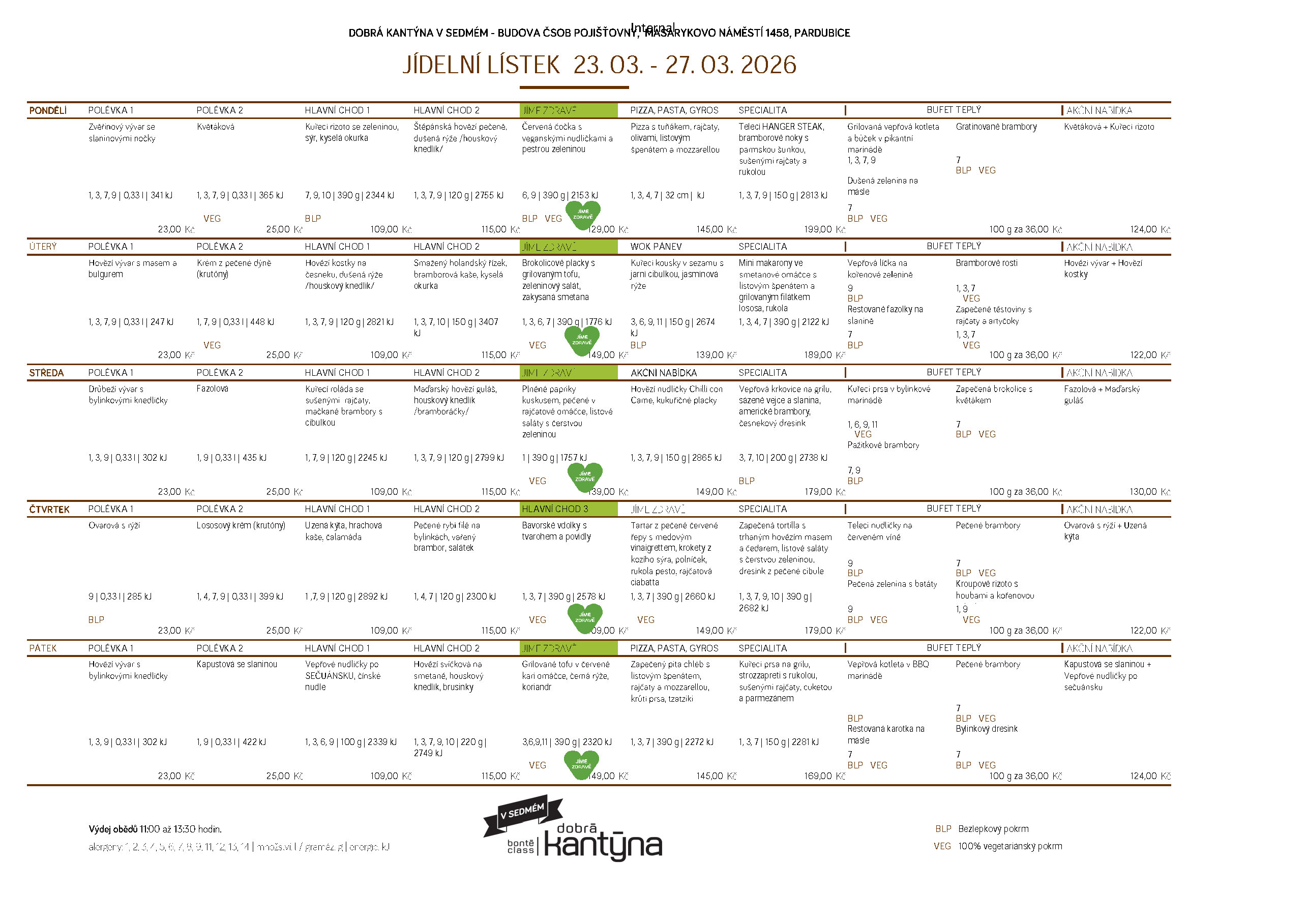Menu Dobrá kantýna v SEDMÉM
